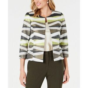 Kasper Open-Front Animal-Print Jacket 6 Avocado